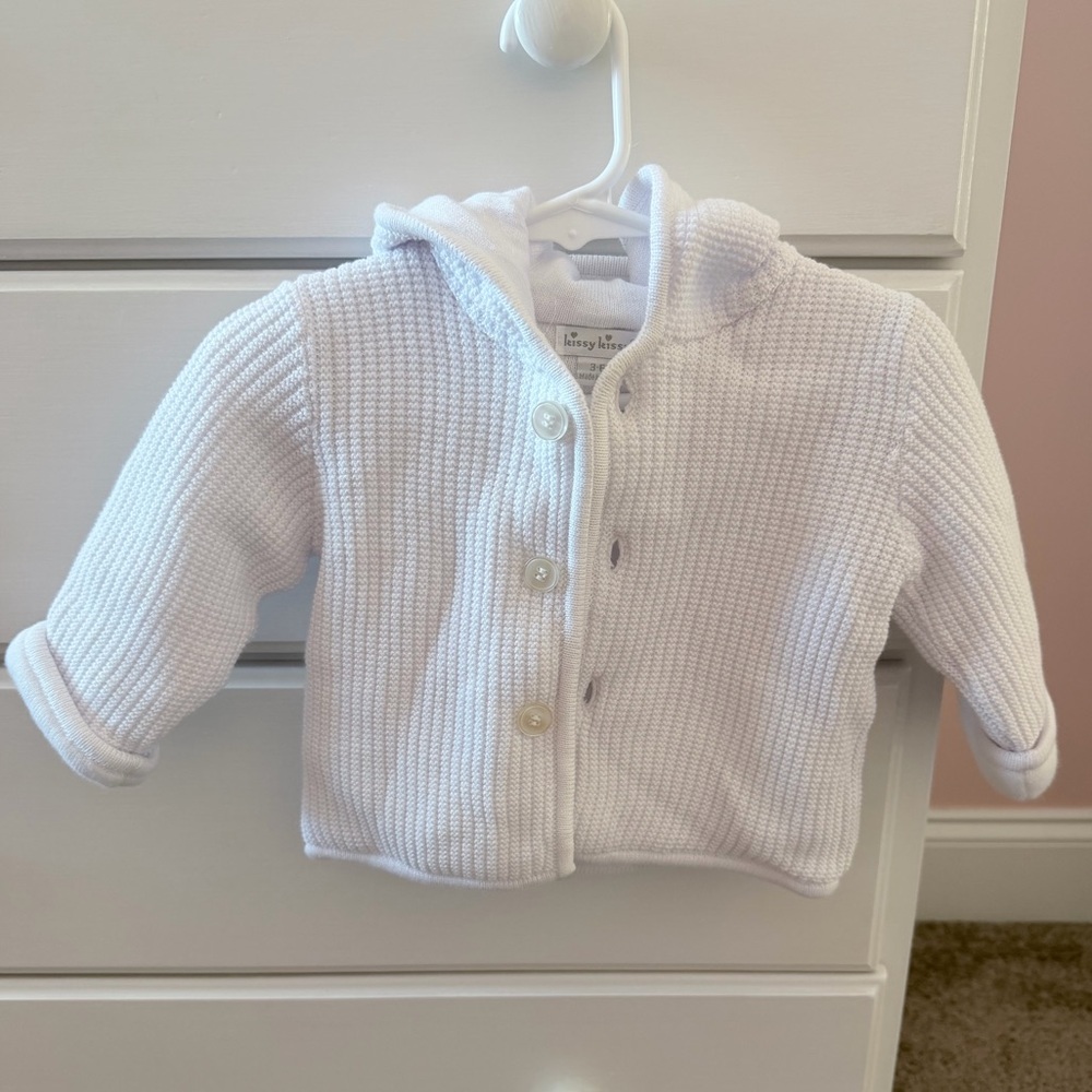 Kissy Kissy Soft White Knit Hoodie